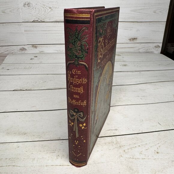 Ein Hochzeitsstrauß G. Chr. Dieffenbach 1891 Antique German Gift Book Gilt Angel - Picture 3 of 11